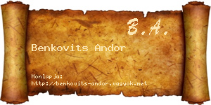 Benkovits Andor névjegykártya